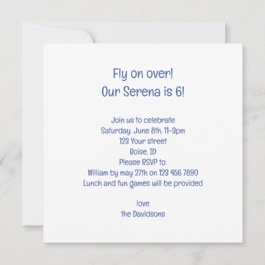 Fliegen Sie fort! Papageiengeburt, Vogelgeburt Einladung (Rückseite)