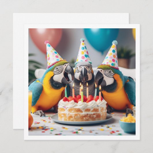 Fliegen Sie fort! Papageiengeburt, Vogelgeburt Einladung (Vorne/Hinten)