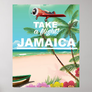 Fliegen Sie! Jamaika Retro-Urlaubsposter Poster