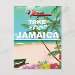 Fliegen Sie! Jamaika Retro-Urlaubsposter Postkarte