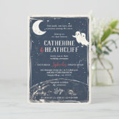 Fliegen Sie mich auf die Hochzeit der Mondseelenmä Einladung (Stehend Vorderseite)