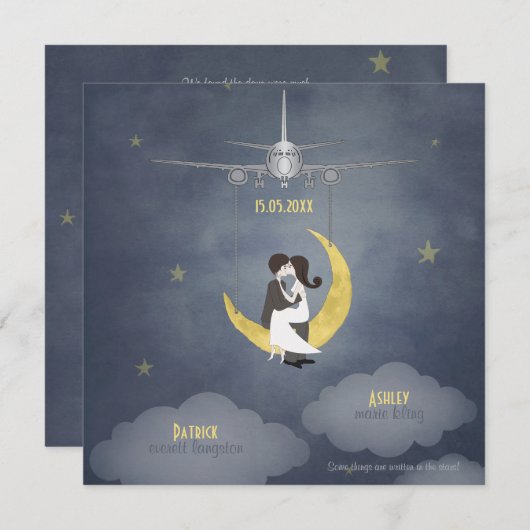 Fliegen Sie mich zum Mond 2 Einladung (Vorne/Hinten)
