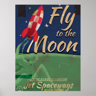 Fliegen Sie mich zum Moon Vintage Travel Poster