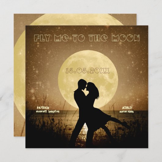Fliegen Sie mich zur Mond-Hochzeits-Einladung Einladung (Vorne/Hinten)