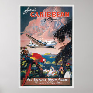 Fliegen Sie mit Clipper Vintage Travel in die Kari Poster