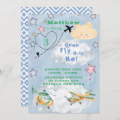 Fliegen Sie mit mir Flugzeuge Boy Birthday Party A Ankündigung (Vorne/Hinten)