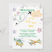 Fliegen Sie mit mir Flugzeuge Boy Birthday Party A Ankündigung (Vorderseite)