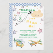 Fliegen Sie mit mir Flugzeuge Boy Birthday Party A Ankündigung (Vorne/Hinten)