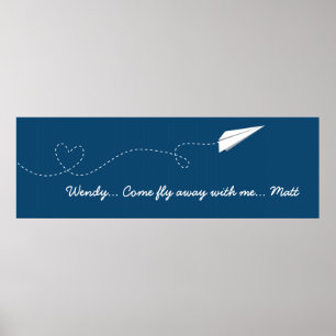 Fliegen Sie mit Papierflugzeug Poster