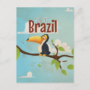 Fliegen Sie nach Brasilien Vintage-Urlaubsposter Postkarte