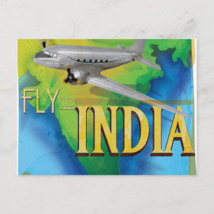 Fliegen Sie nach Indien Postkarte