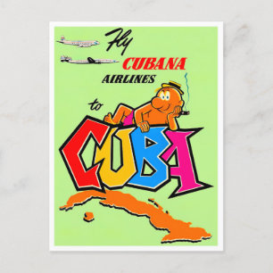 Fliegen Sie nach Kuba Vintage-Reisepostkarte Postkarte