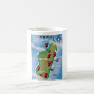 Fliegen Sie nach Madagaskar Vintage-Urlaubsposter Kaffeetasse
