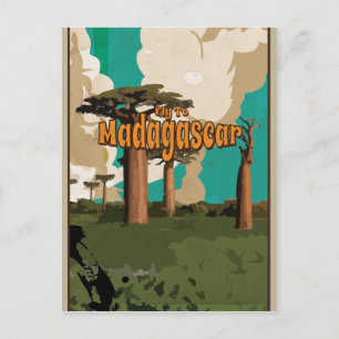 Fliegen Sie nach Madagaskar Vintage-Urlaubsposter Postkarte