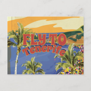 Fliegen Sie nach Teneriffa Vintage-Reiseposter Postkarte