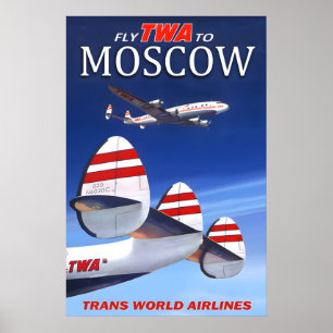 Fliegen Sie TWA nach Moskau Russland Trans World A Poster