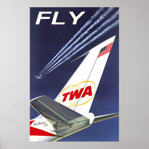 FLIEGEN SIE TWA Trans World Airlines Boeing 707 Re Poster