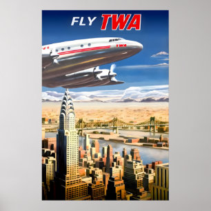 Fliegen Sie TWA Trans World Airlines Chrysler Buil Poster