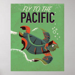 Fliegen Sie zum Pazifik Vintage-Reiseposter Poster