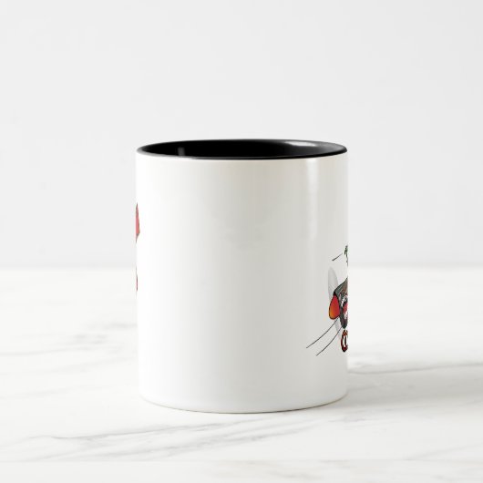 Fliegen-Tiger-Tasse Zweifarbige Tasse (Mittel)