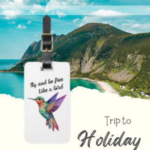 Fliegen und frei sein, farbenfrohe Blaue Hummingvo Gepäckanhänger