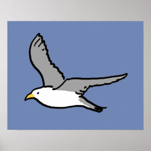 Fliegen von Seagull. Ein Vogel im Flug Poster