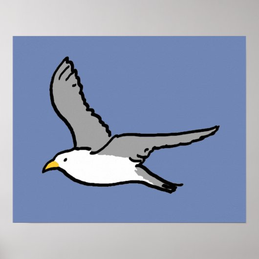 Fliegen von Seagull. Ein Vogel im Flug Poster (Vorne)