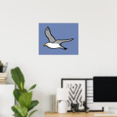 Fliegen von Seagull. Ein Vogel im Flug Poster (Heimbüro)