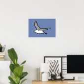 Fliegen von Seagull. Ein Vogel im Flug Poster (Heimbüro)