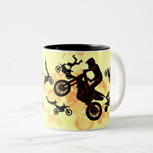Fliegen wagen - Motocross Stunts Zweifarbige Tasse (VorderseiteRechts)