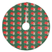Fliegen-WaliserCorgi mit rotem Kap Fleece Weihnachtsbaumdecke (Vorderseite)