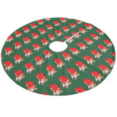 Fliegen-WaliserCorgi mit rotem Kap Fleece Weihnachtsbaumdecke (Schrägansicht)