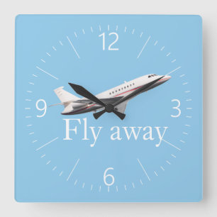 Fliegen weg quadratische wanduhr