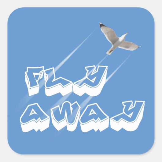 Fliegen weg quadratischer aufkleber (Vorderseite)