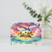 Fliegen weg zum Paradies Postkarte (Stehend Vorderseite)