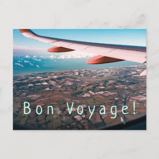 Fliegen weit, weit weg & Bön Voyage Postkarte (Vorderseite)