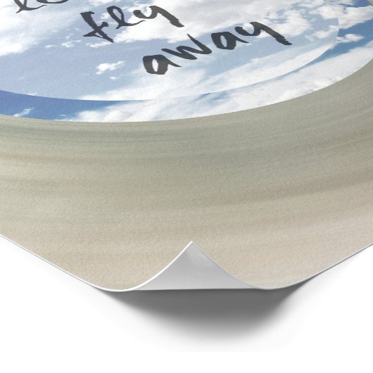 Fliegen wir weg Zitat Poster blauer Himmel und Wol (Ecke)