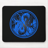 Fliegen Yin Yang Drachen - Blau und Schwarzes Mousepad (Vorne)