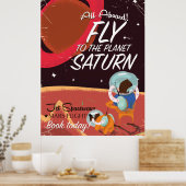 Fliegen zum Planet Saturn Vintage Poster (Küche)