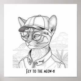 Fliegen zur meow-n-Abessinienkatze Poster