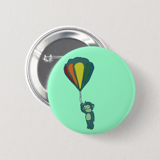 Fliegenaffe: Heißluftballon Button (Vorne & Hinten)