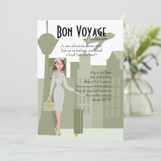 Fliegenatemberaubende Einladung in Grün (Stehend Vorderseite)