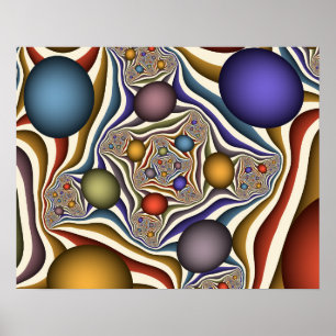 Fliegend, bunt, modern, abstrakte Fraktalkunst Poster