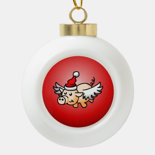 Fliegend Weihnachts-Keramik Ball Ornament (Vorderseite)