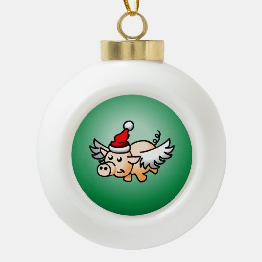 Fliegend Weihnachts-Keramik Ball Ornament (Vorderseite)