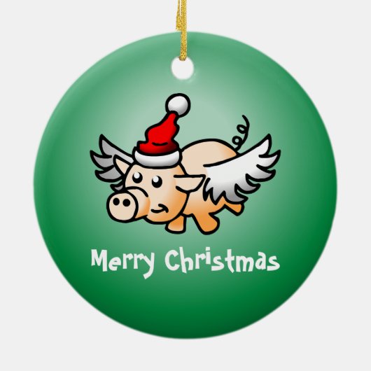 Fliegend Weihnachtsfeiertag Keramik Ornament (Hinten)