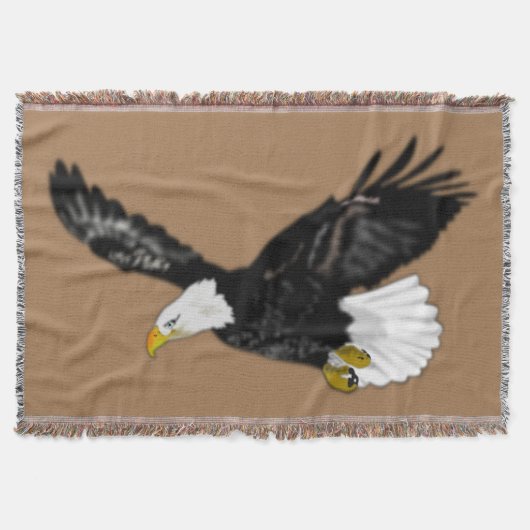 Fliegende amerikanische Adler-Braun-Wurfdecke Decke (Vorderseite)