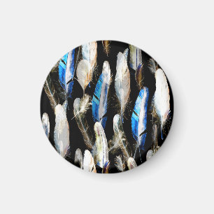 Fliegende Aquarellfedern: Nahtloser Hintergrund Magnet