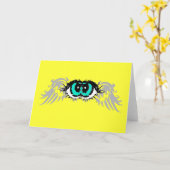 Fliegende Augen GREETING CARD Karte (Gelbe Blume)