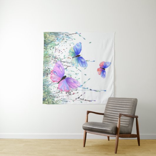 Fliegende bunte Schmetterlinge Tapestry Wandteppich (Beispiel (Horizontal))